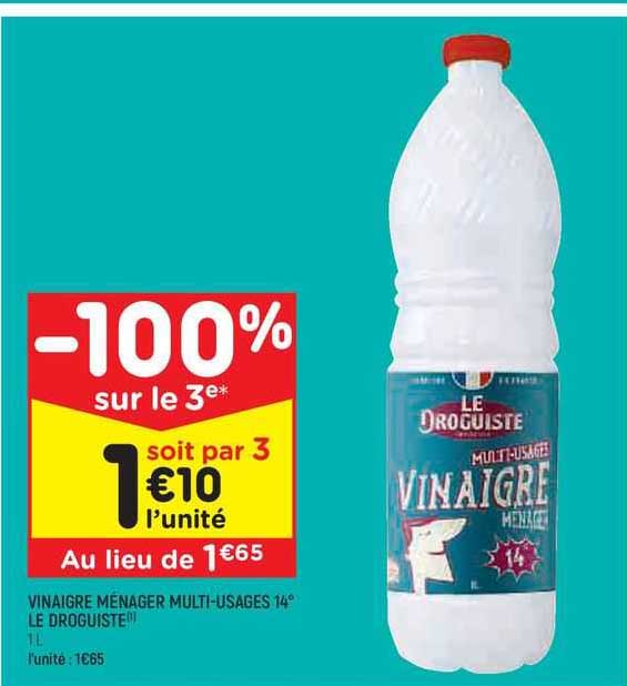 vinaigre ménager multi-usages 14° le droguiste