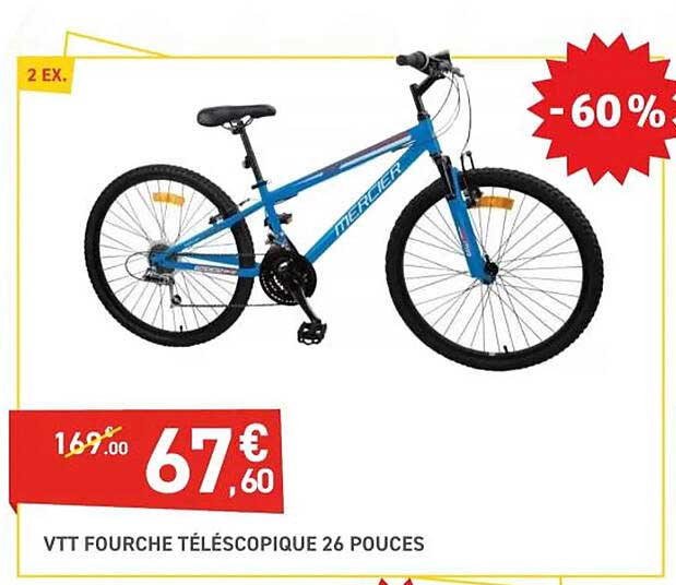vtt fourche télescopique 26 pouces mercier