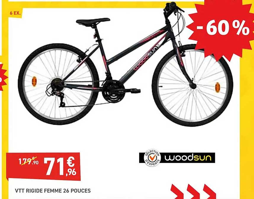vtt rigide femme 26 pouces woodsun
