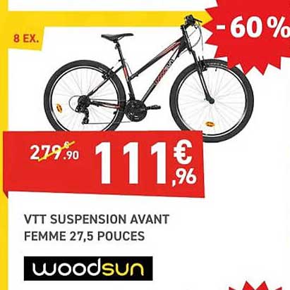 Vtt Suspension Avant Femme 27,5 Pouces Woodsun