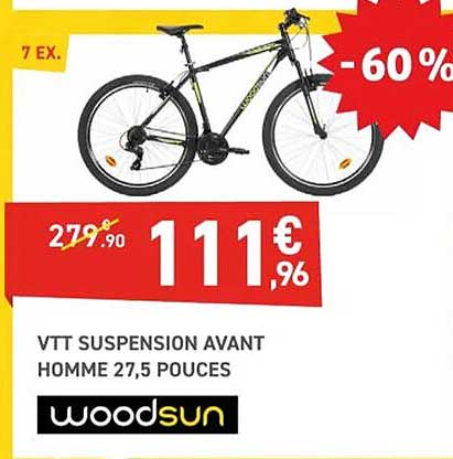 vtt suspension avant homme 27,5 pouces woodsun