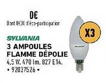 3 ampoules flamme dépolie sylvania