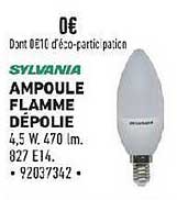 ampoule flamme dépolie sylvania
