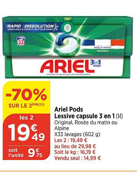 Ariel Pods Lessive Capsule 3 En 1