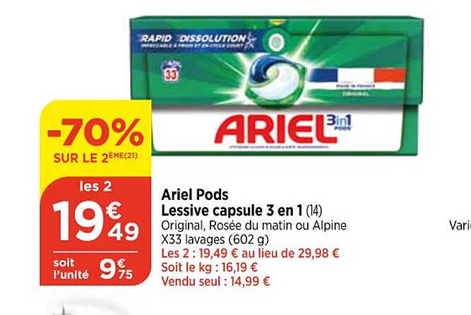Ariel Pods Lessive Capsule 3 En 1