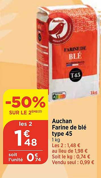 auchan farine de blé type 45