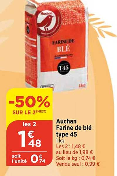 auchan farine de blé type 45