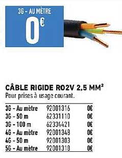 câble rigide r02v 2,5 mm²