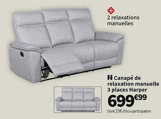 Canapé De Relaxation Manuelle 3 Places Harper