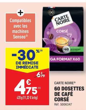 Carte Noire 60 Dosettes De Café Corsé -30% De Remise Immédiate