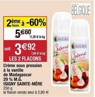 crème sous pression à la vanille de madagascar 29% m.g. isigny saint-mère
