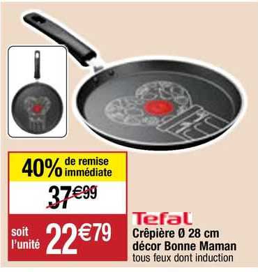 crêpière ø 28 cm décor bonne maman tefal
