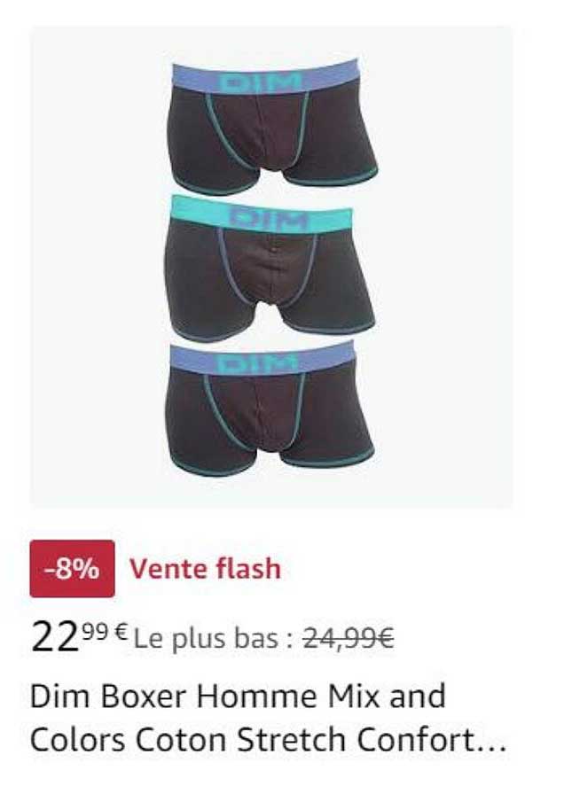 dim boxer homme mix and colors coton stretch confort