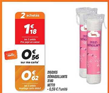 disques démaquillants x100 netto