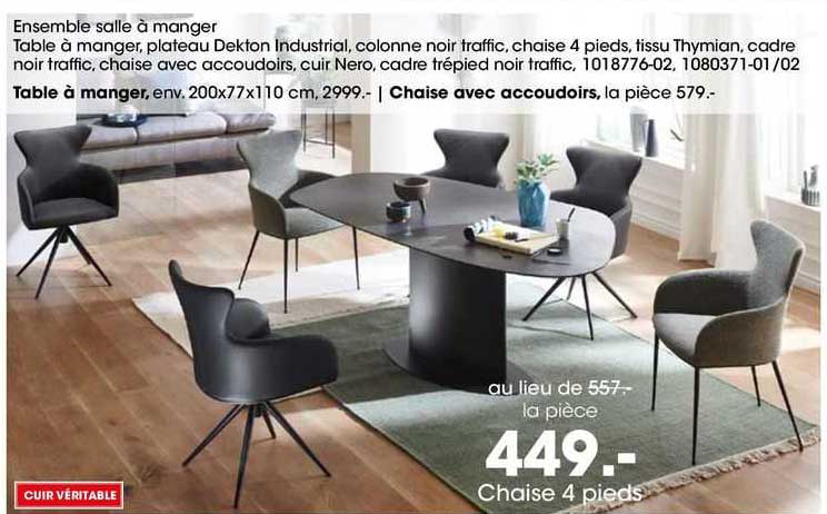 ensemble salle à manger : table à manger, chaise avec accourdoirs