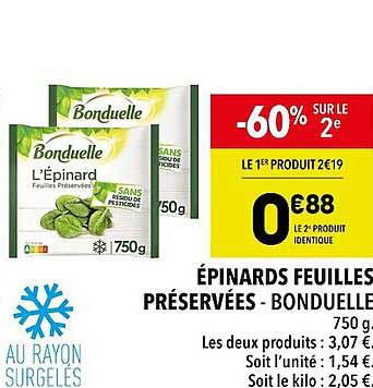 épinards feuilles préservées - bonduelle