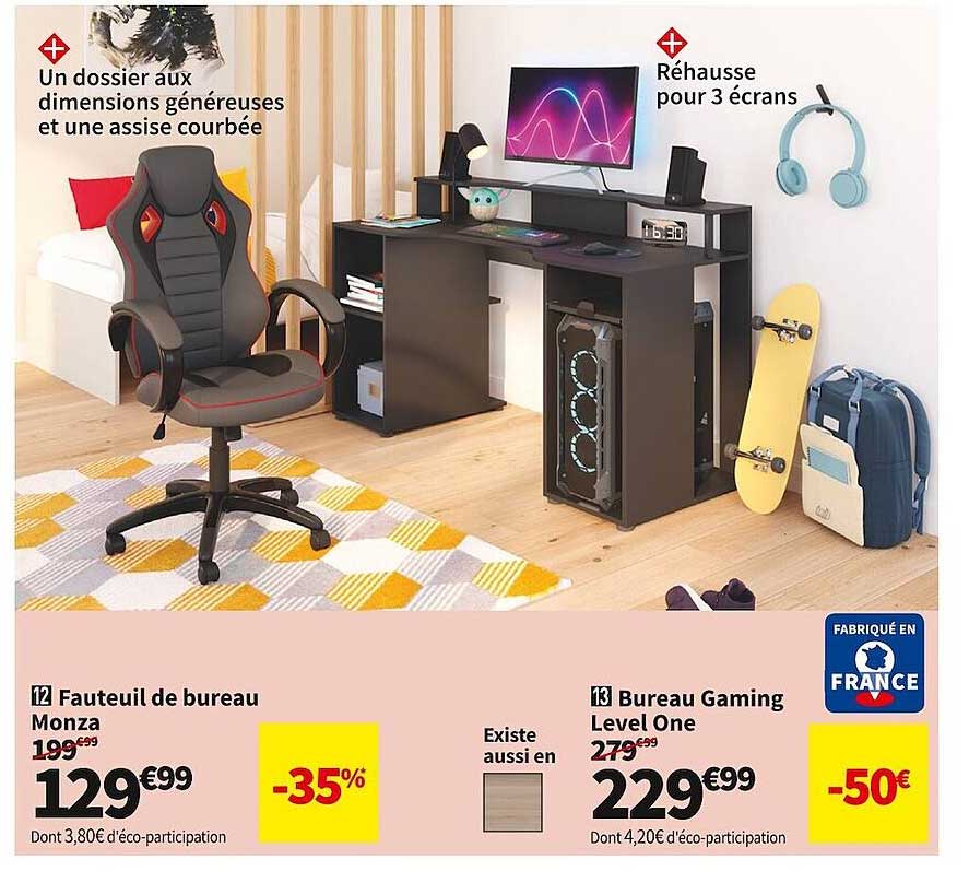 fauteuil de bureau monza ou bureau gaming level one