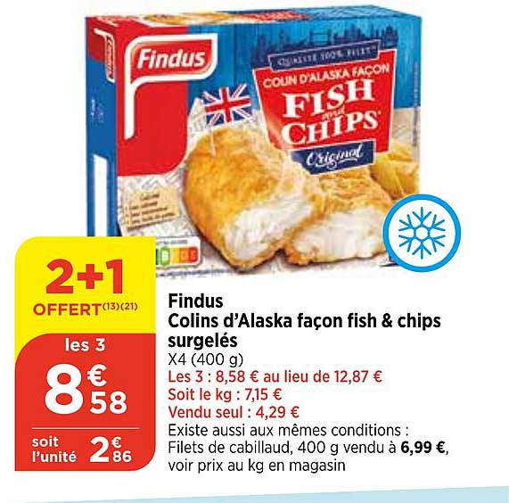 findus colins d'alaska façon fish & chips surgelés
