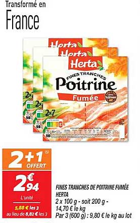 Fines Tranches De Poitrine Fumée Herta