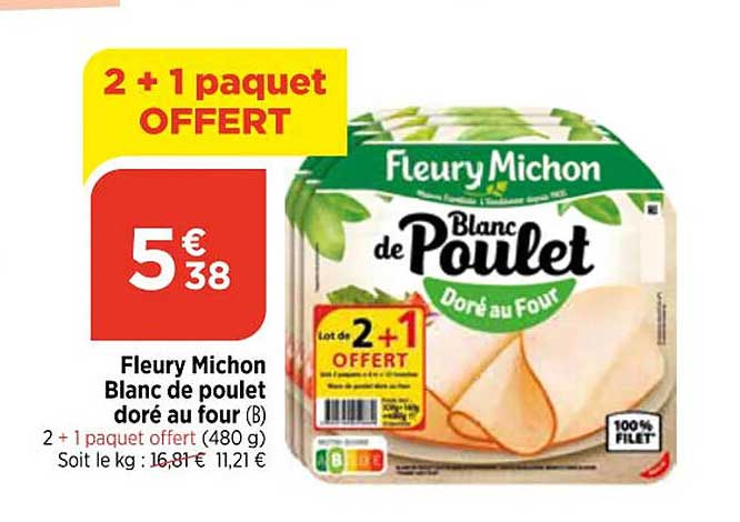 fleury michon blanc de poulet doré au four