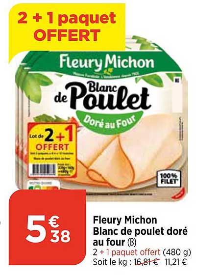 fleury michon blanc de poulet doré au four
