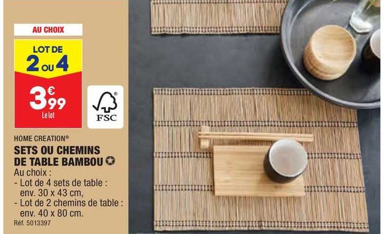 home creation sets ou chemins de table bambou