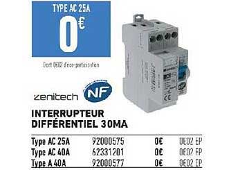 interrupteur différentiel 3 oma