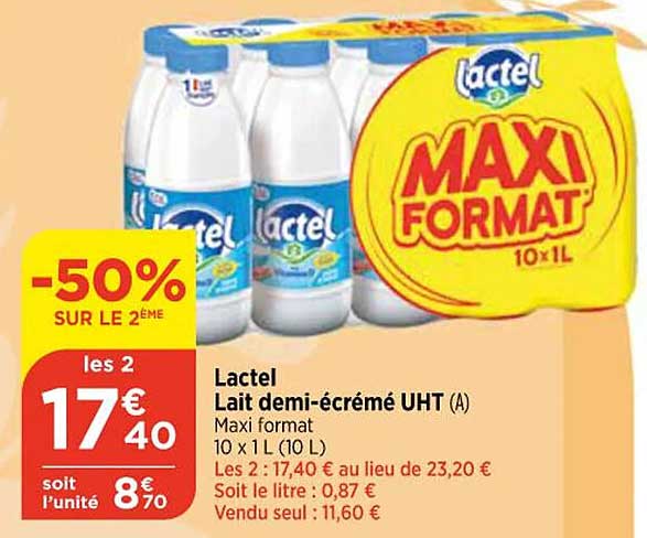 lactel lait demi-écrémé uht