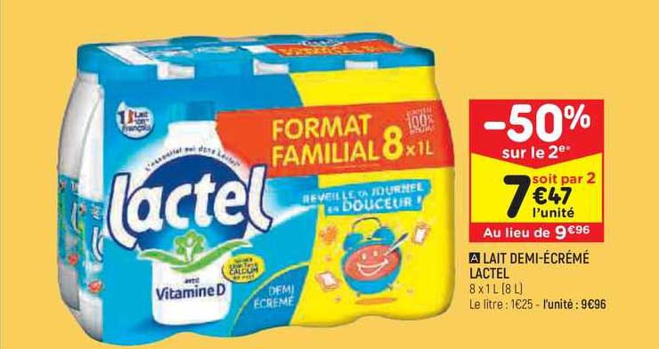 lait demi-écrémé lactel