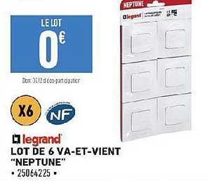 lot de 6 va-et-vient "neptune" legrand