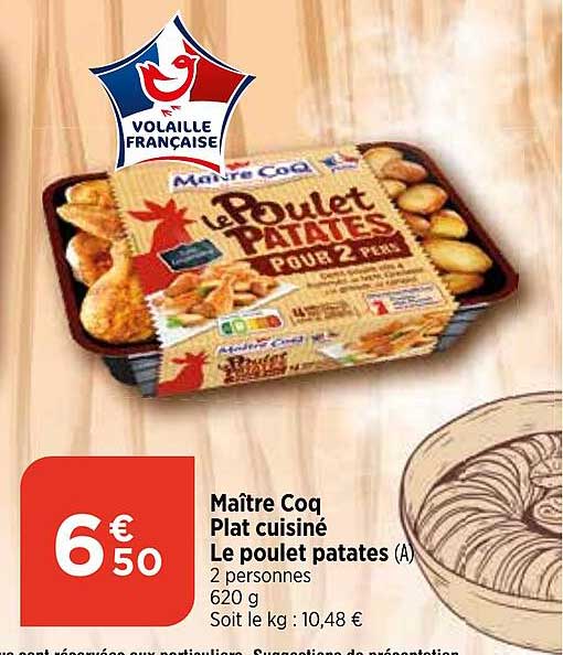 maître coq plat cuisiné le poulet patates