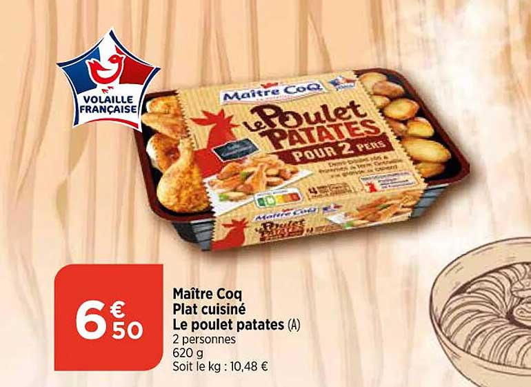 maître coq plat cuisiné le poulet patates