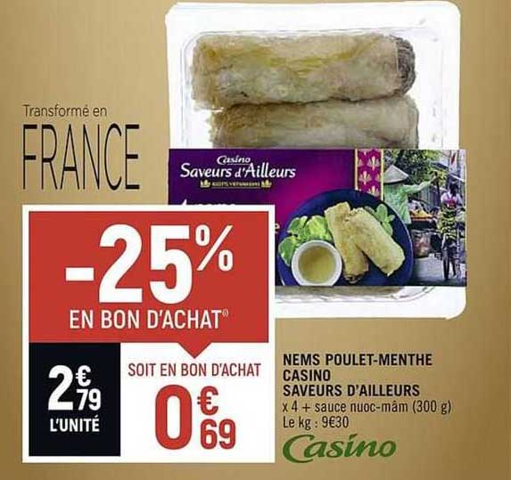 nems poulet-menthe casino saveurs d'ailleurs