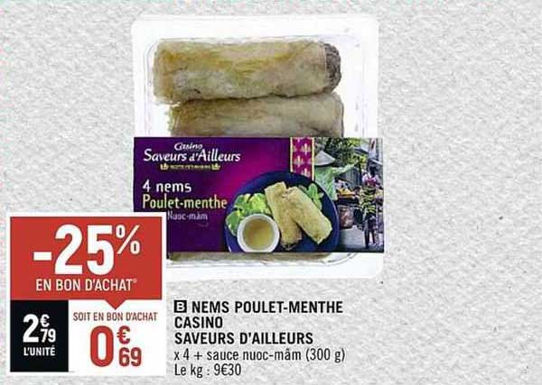 nems poulet-menthe casino saveurs d'ailleurs