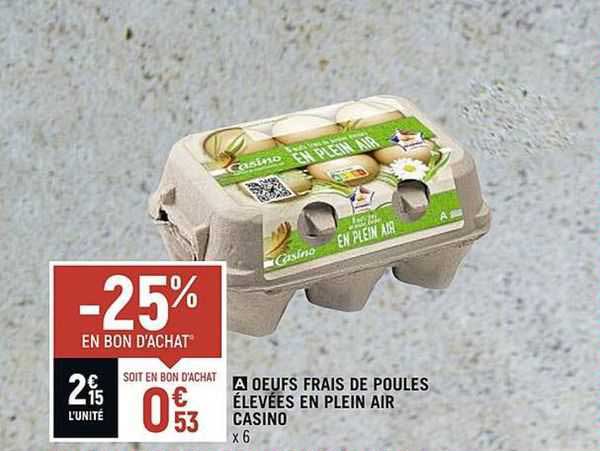 oeufs frais de poules élevées en plein air casino