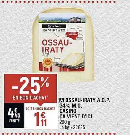 ossau-iraty a.o.p. 34% m.G. casino ça vient d'ici
