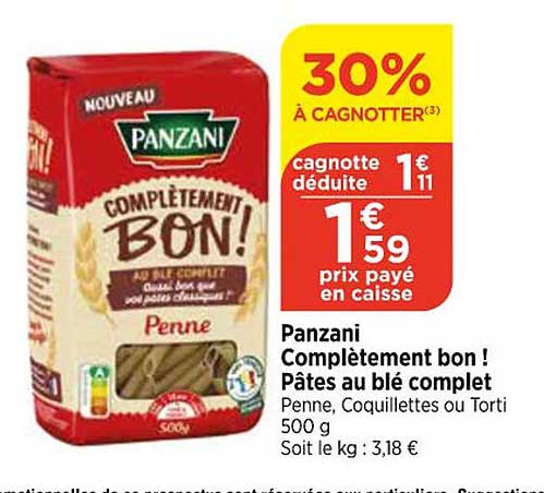 panzani complètement bon ! pâtes au blé complet