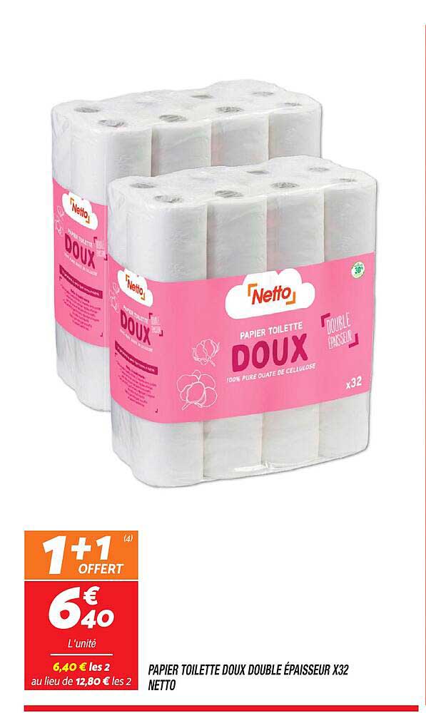 papier toilette doux double épaisseur x32 netto