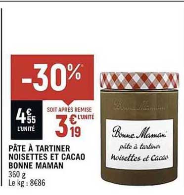pâte à tartiner noisettes et cacao bonne maman