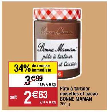 pâte à tartiner noisettes et cacao bonne maman