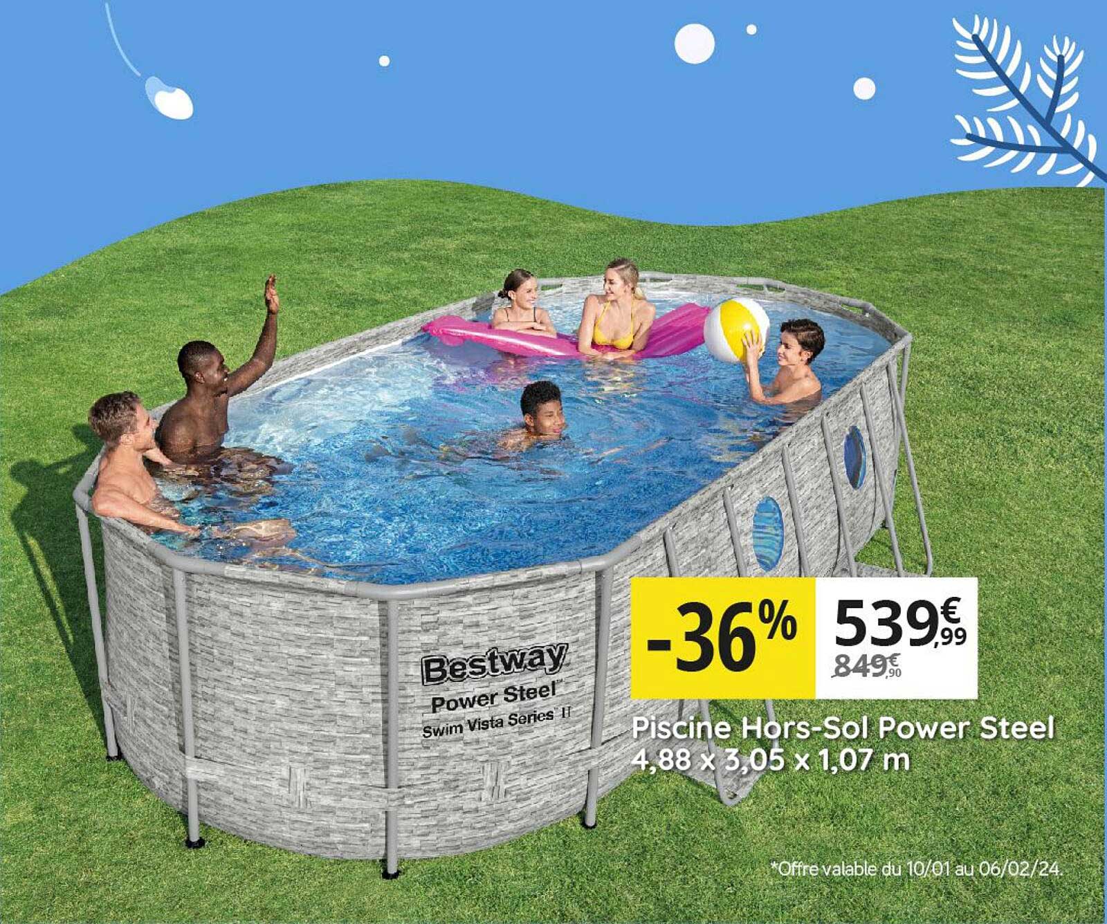 piscine hors-sol power steel 4,88 x 3,05 x 1,07 m