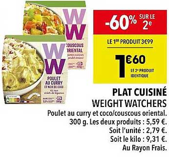 plat cuisiné weight watchers