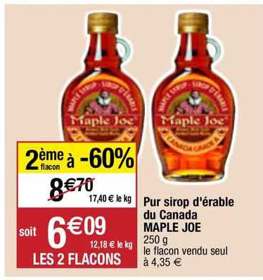 pur sirop d'érable du canada maple joe