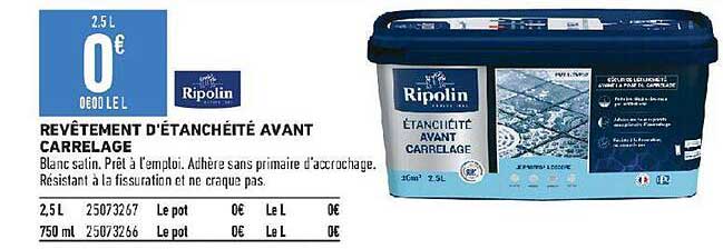revêtement d'étanchéité avant carrelage ripolin