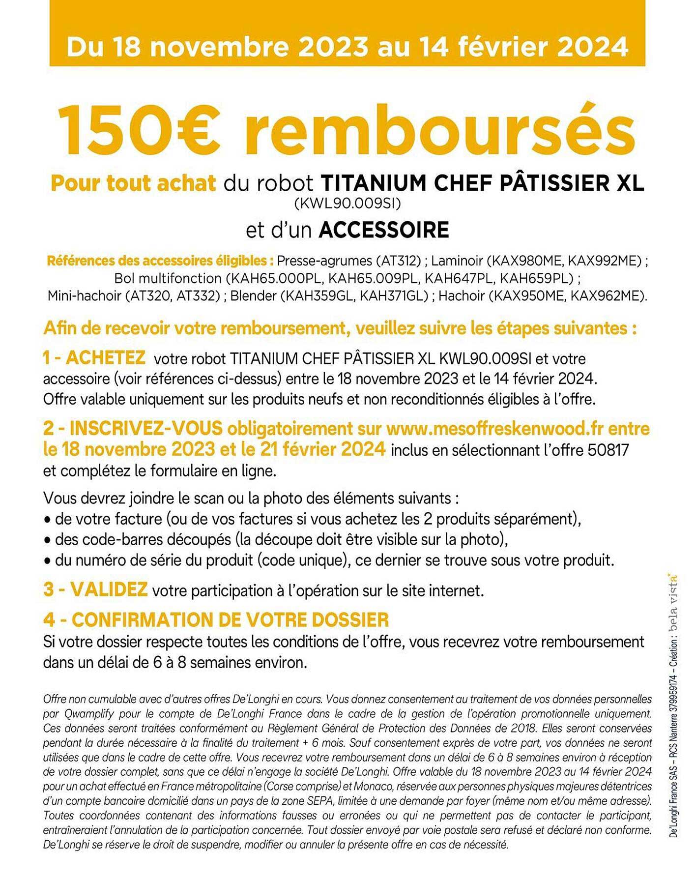 robot titanium chef pâtissier xl et d'un accessoire