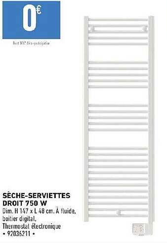 sèche-serviettes droit 750 w