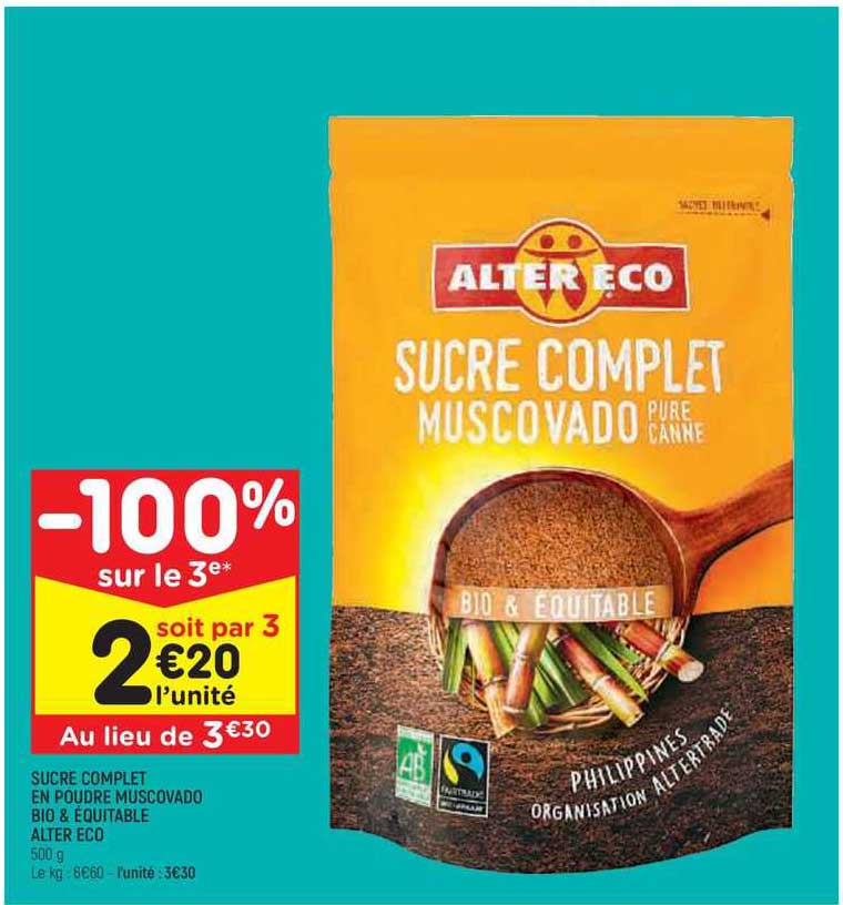 sucre complet en poudre muscovado bio & équitable alter éco
