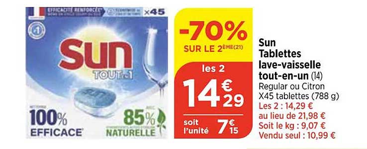 sun tablettes lave-vaisselle tout-en-un