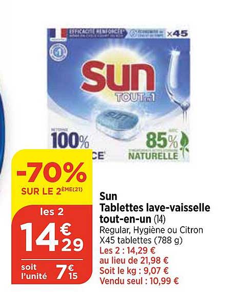 sun tablettes lave-vaisselle tout-en-un