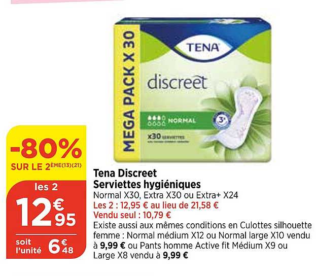tena discreet serviettes hygiéniques